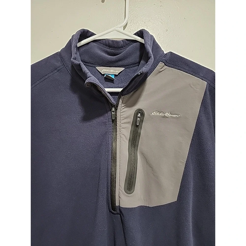 Eddie Bauer‎ Men's Cloud Layer Pro 1/4-Zip Pullover Hunter Blue/Charcoal Grey XL